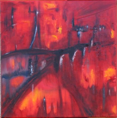 Schilderij getiteld "Gotham City" door Dominique Ah-Thon, Origineel Kunstwerk