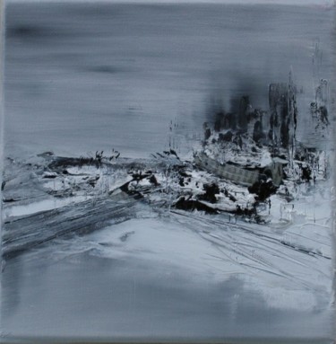 Painting titled "Cité dans la brume" by Dominique Ah-Thon, Original Artwork