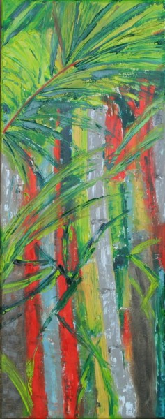 Malerei mit dem Titel "Palmier rouge à lèv…" von Dominique Ah-Thon, Original-Kunstwerk, Öl