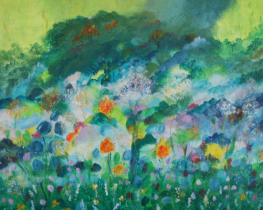 Pintura titulada "Wild flowers" por Dominique Ah-Thon, Obra de arte original, Acrílico