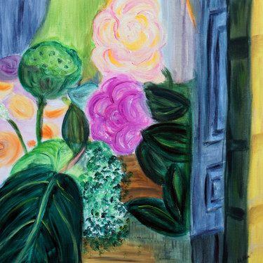 Painting titled "Jardin intérieur" by Dominique Ah-Thon, Original Artwork, Acrylic