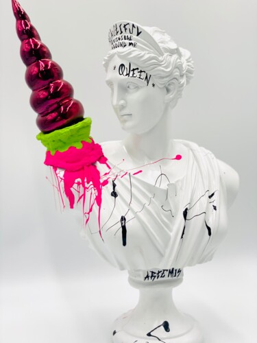 Sculpture titled "Artemis with Pop Ic…" by Ahu Didem Kaya, Original Artwork, Acrylic
