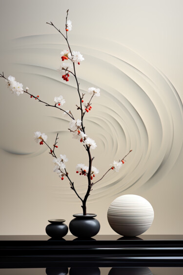 Digital Arts titled "Zen Flower" by Jérôme Mettling, Original Artwork, AI generated image