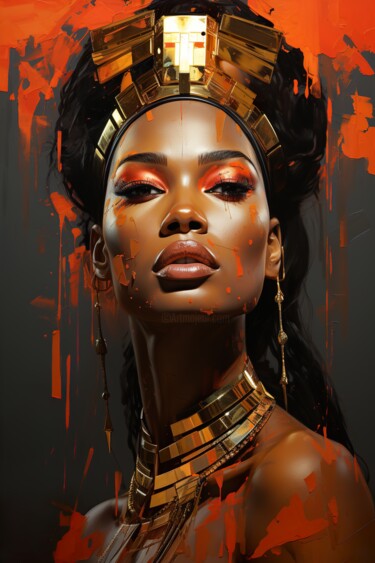Artes digitais intitulada "African Queen" por Jérôme Mettling, Obras de arte originais, Imagem gerada por IA