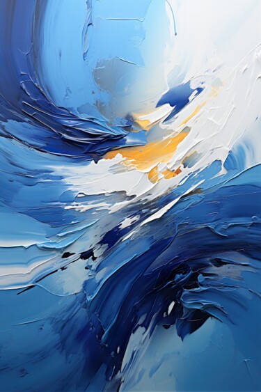 Arte digital titulada "Raging sea at sunri…" por Jérôme Mettling, Obra de arte original, Pintura Digital
