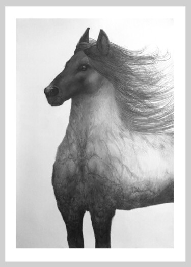 Peinture intitulée "Лошадь номер 1" par Aia Artist, Œuvre d'art originale, Graphite