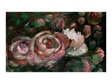 Drawing titled "peonies" by Aia, Original Artwork, Gouache