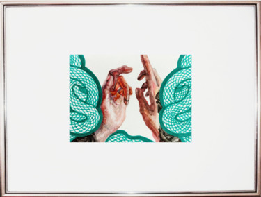 Картина под названием "Snakes and hands" - Aia, Подлинное произведение искусства, Акварель