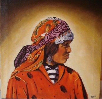 Pintura titulada "Mujer africana" por Aicha Iglesias, Obra de arte original