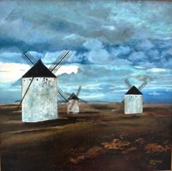 Pintura titulada "Molinos de viento" por Aicha Iglesias, Obra de arte original
