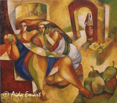 Pintura titulada "Son dos y una es-pe…" por Aida Emart, Obra de arte original