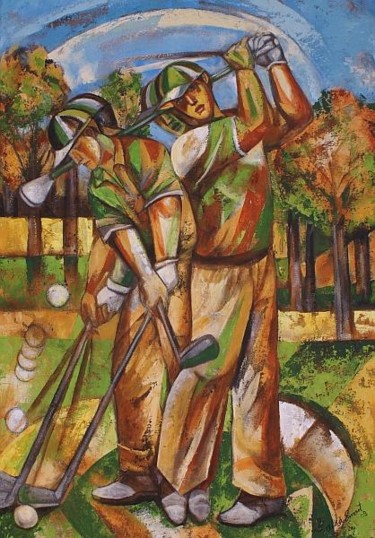 Pintura titulada "Golf en movimiento" por Aida Emart, Obra de arte original, Oleo