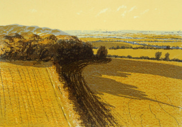 Gravures & estampes intitulée "Fields of Gold, Dun…" par Aidan Flanagan, Œuvre d'art originale, Sérigraphie