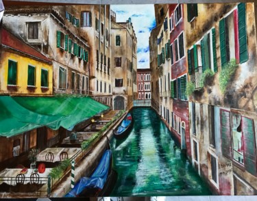 Painting titled "El canal" by Aida Ibañez, Original Artwork, Oil