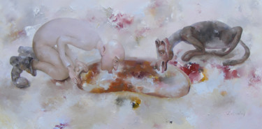 Peinture intitulée "puddle" par Aigars Zalkalns, Œuvre d'art originale, Huile