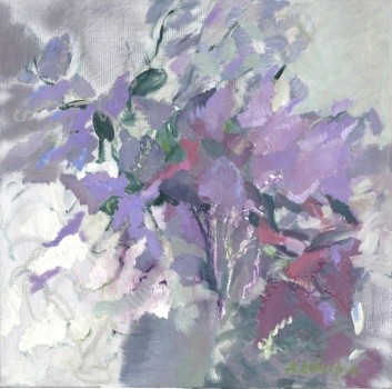 Painting titled "Lilac" by Aija Balina, Original Artwork, Other