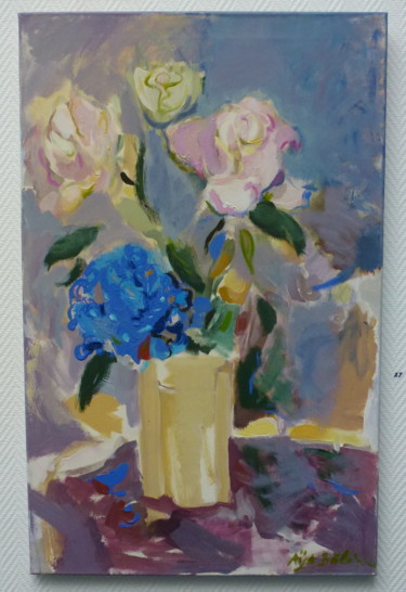 Painting titled "Roses &..." by Aija Balina, Original Artwork, Acrylic