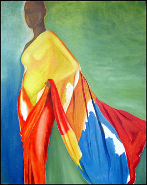 Painting titled "Sari" by Aijaz Qaisar, Original Artwork