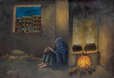 Painting titled "Room" by Aijaz Qaisar, Original Artwork