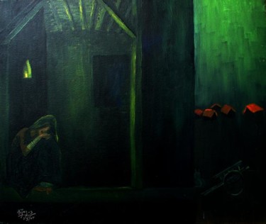 Painting titled "Waiting" by Aijaz Qaisar, Original Artwork