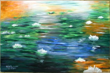 Painting titled "Water lily" by Aijaz Qaisar, Original Artwork