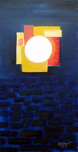 Malarstwo zatytułowany „Sun” autorstwa Aijaz Qaisar, Oryginalna praca