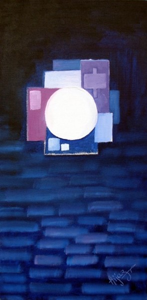 Painting titled "Moon" by Aijaz Qaisar, Original Artwork