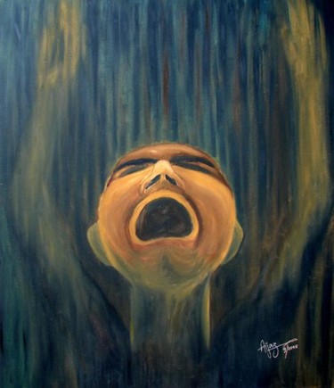 Painting titled "Pain/Cry" by Aijaz Qaisar, Original Artwork