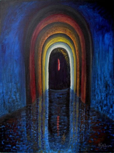 Painting titled "Lord Shiva / Path t…" by Aijaz Qaisar, Original Artwork, Oil