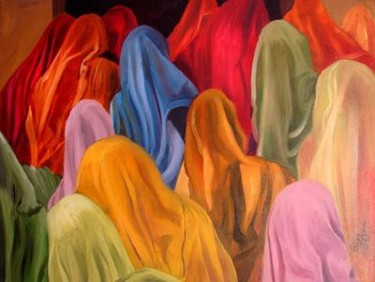 Malerei mit dem Titel "Women" von Aijaz Qaisar, Original-Kunstwerk