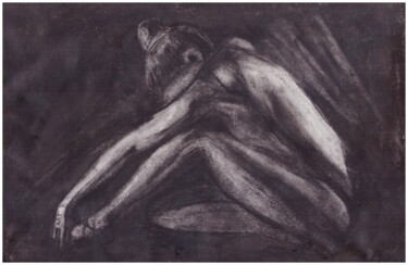 Painting titled "Winged woman" by Aikaterine Rousake, Original Artwork, Charcoal