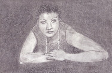 Painting titled "self portraitt" by Aikaterine Rousake, Original Artwork, Graphite
