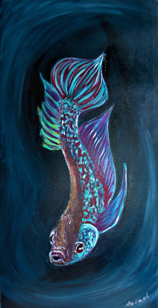 Painting titled "Betta Mahachaiensis" by Aile D'Argent, Original Artwork, Acrylic