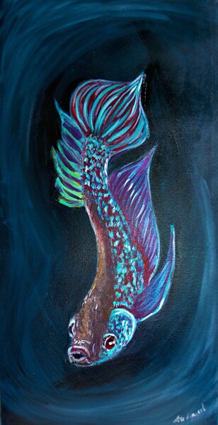 Malerei mit dem Titel "Betta Mahachaiensis" von Aile D'Argent, Original-Kunstwerk, Acryl