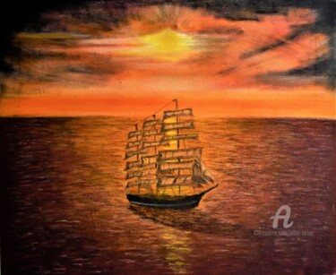 Painting titled "On the Sunset" by Ailen Tarlev, Original Artwork, Pastel