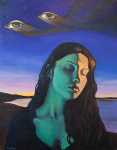 Картина под названием "La Meditation" - Ailin, Подлинное произведение искусства, Масло Установлен на Деревянная рама для нос…