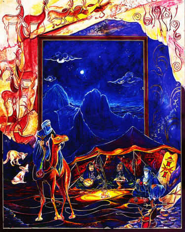 Peinture intitulée "2-aili-sadek-veille…" par Sadek Aïli, Œuvre d'art originale