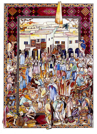 Painting titled "1-aili-sadek-souk-g…" by Sadek Aïli, Original Artwork