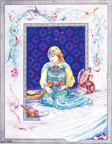 Peinture intitulée "aili-sadek-la-marie…" par Sadek Aïli, Œuvre d'art originale