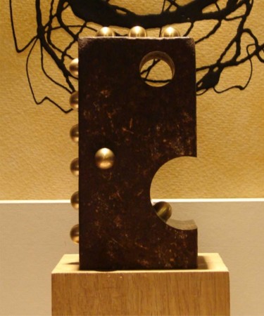 Sculpture intitulée "CUBE_MAN_PIERCING" par Ludovic Rinaudo, Œuvre d'art originale, Métaux