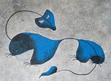 Peinture intitulée "DRAGON BLEU" par Ludovic Rinaudo, Œuvre d'art originale, Huile