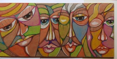 Painting titled "ENTRE ROSTOS" by Aílton Almeida, Original Artwork