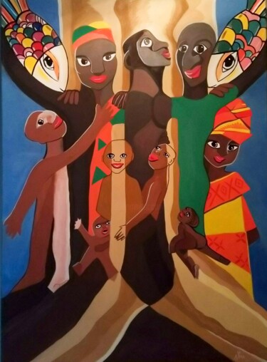 Peinture intitulée "EL ÁRBOL DE ÁFRICA" par Aima Martín, Œuvre d'art originale, Autre