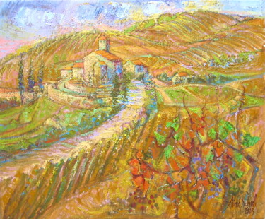 Peinture intitulée "Toscane, au détour…" par Aimé Venel, Œuvre d'art originale