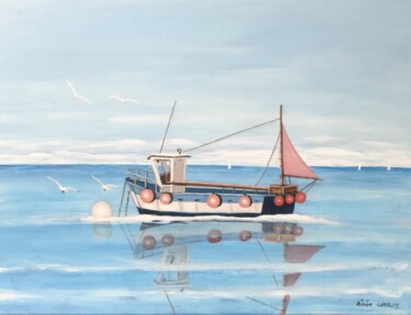 Pintura intitulada "bateau de pêcheur r…" por Aimee Charoy, Obras de arte originais, Acrílico