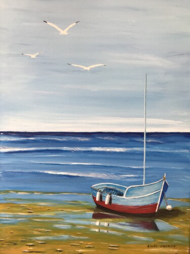 Peinture intitulée "voilier sur plage" par Aimee Charoy, Œuvre d'art originale, Acrylique