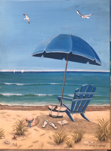 Painting titled "la plage" by Aimee Charoy, Original Artwork, Acrylic