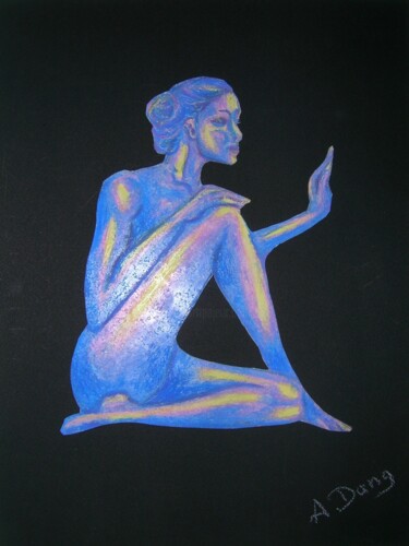 Dessin intitulée "Femme bleue" par Aimée Dang, Œuvre d'art originale, Pastel