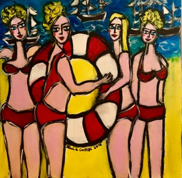 Peinture intitulée "Série Les baigneuse…" par Aimée De Courtozé, Œuvre d'art originale, Acrylique