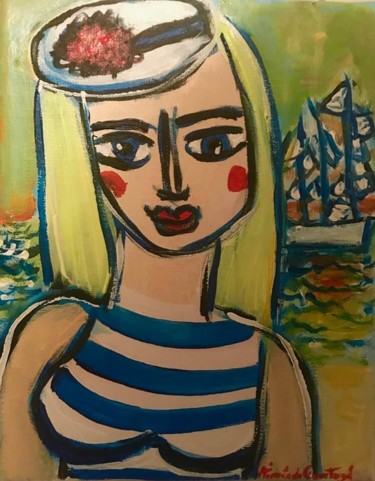 Painting titled "La boudeuse" by Aimée De Courtozé, Original Artwork, Acrylic